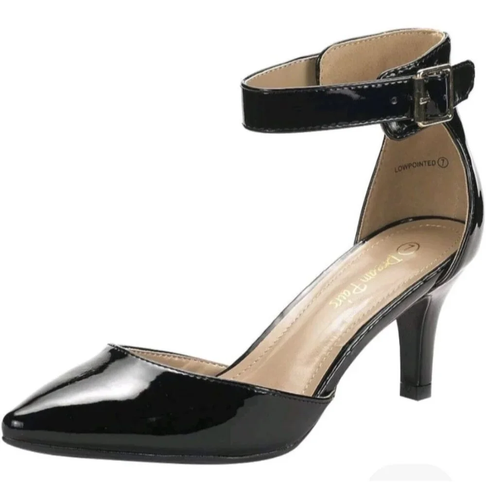 Dream Pairs Womens Patent Leather Sz 5 Dress Shoes Pointed Toe Ankle Strap Pumps